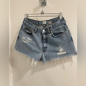 vintage Calvin Klein denim shirts -frayed short